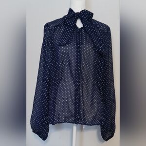 Aveloria Navy Polka Dot Women's Blouse